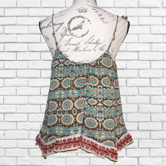 Patrons of Peace Blue and Brown Asymmetrical Camisole - Picture 2 of 4